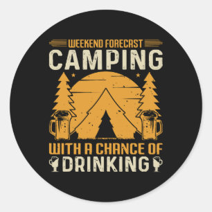 Sticker Rond Camping et boisson