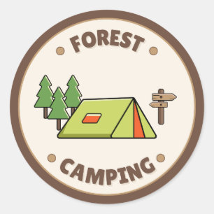 Sticker Rond Camping moderne aventure en plein air aventure