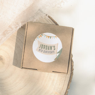 Sticker Rond Camping Outdoor Adventure Boy Anniversaire