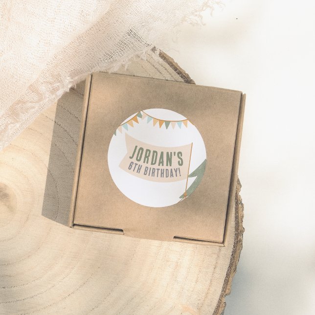 Sticker Rond Camping Outdoor Adventure Boy Anniversaire (Créateur téléchargé)