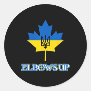 Sticker Rond Canada soutient l'Ukraine, lève haut le trident de