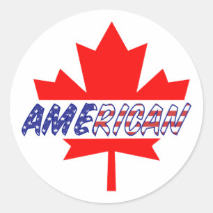 Sticker Rond Canadian American Pride