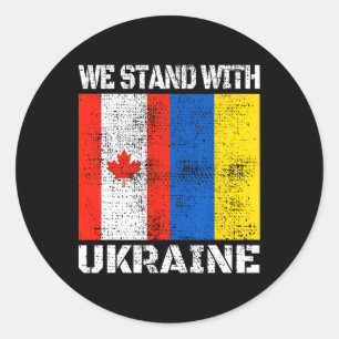 Sticker Rond Canadien Soutien Ukrainien Canada Nous Sommes Avec