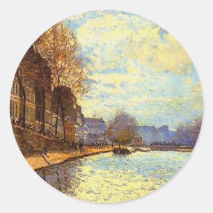 Sticker Rond Canal St Martin par Sisley Impressionniste Peintur