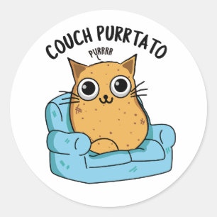 Sticker Rond Canapé Purtato Funny Pun de pommes de terre