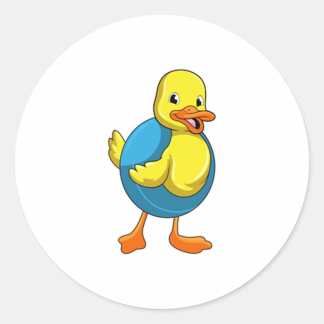 Sticker Rond Canard à nager avec anneau de nage (Devant)