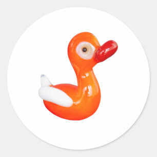 Sticker Rond Canard baby shower orange