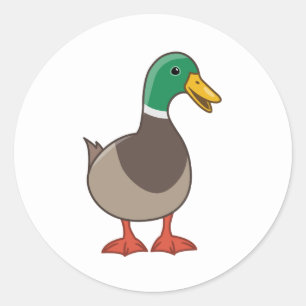 Sticker Rond Canard colvert de dessin animé mignon