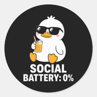 Sticker Rond Canard décontracté avec lunettes de soleil et bois