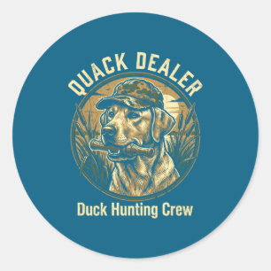 Sticker Rond Canard drôle de chasse de canard Labrador Retrieve