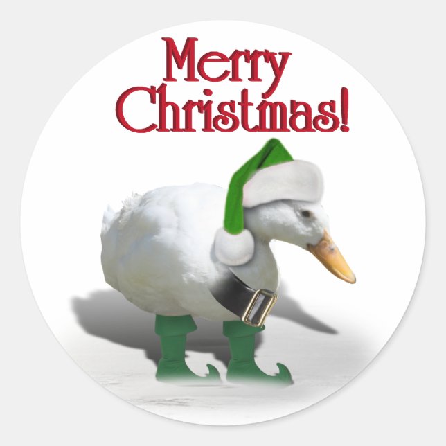 Sticker Rond Canard Elf Christmas - Père Noël Helper (Devant)