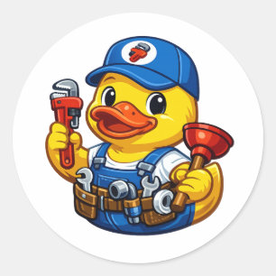 Sticker Rond Canard en caoutchouc plombier