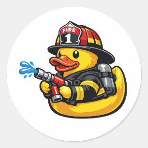 Sticker Rond Canard en Caoutchouc Pompiers