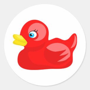 Sticker Rond Canard en caoutchouc rouge
