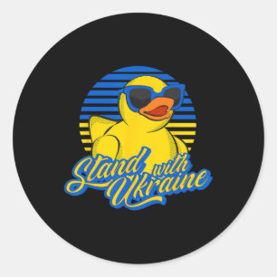 Sticker Rond Canard en caoutchouc soutien à l'Ukraine Drapeau u