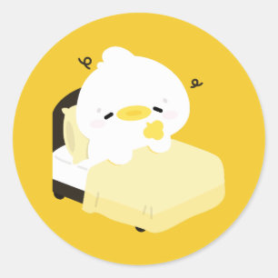 Sticker Rond Canard fatigué mignon