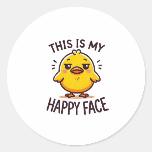 Sticker Rond canard grincheux-voici mon visage heureux drôle