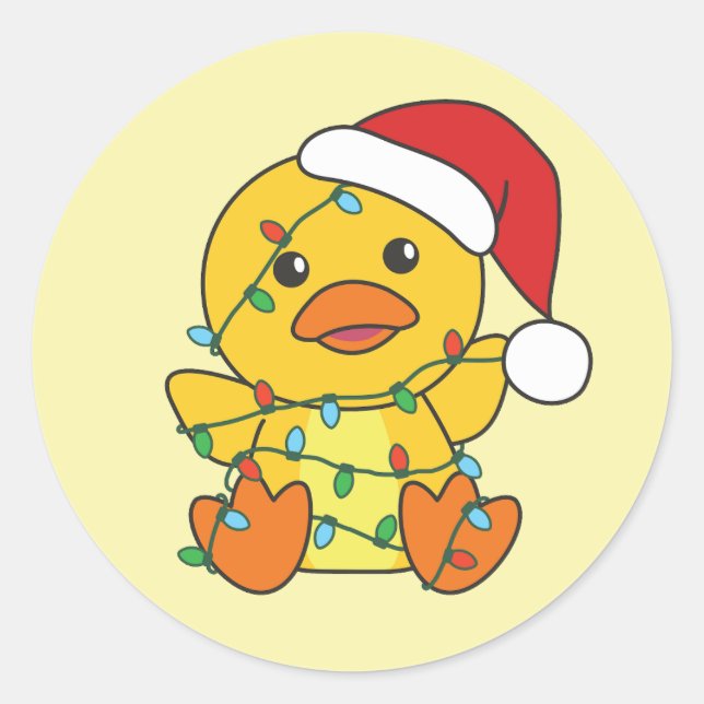 Sticker Rond Canard Noël Animaux d'hiver Canard de vacances (Devant)