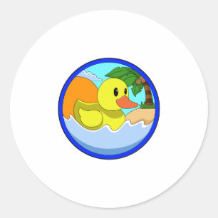 Sticker Rond Canard sur la plage avec palmiers.PNG