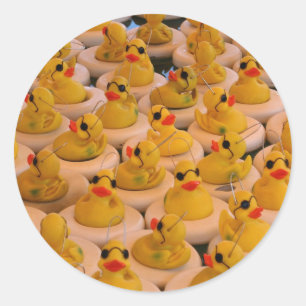 Sticker Rond Canards en caoutchouc jaune cool