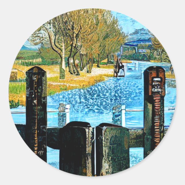 STICKER ROND CANAUX ET NAVIRES (Devant)