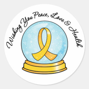Sticker Rond Cancer de l'enfance Joyeux Noël Snowglobe