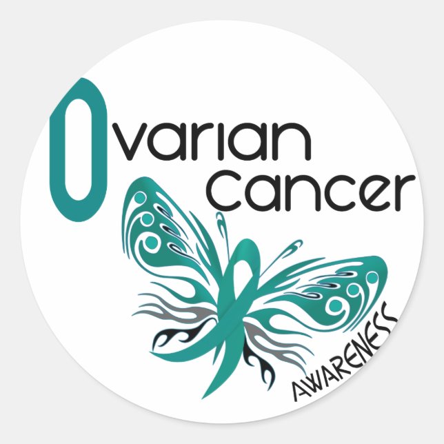 Sticker Rond Cancer de l'ovaire BUTTERFER 3.1 (Devant)