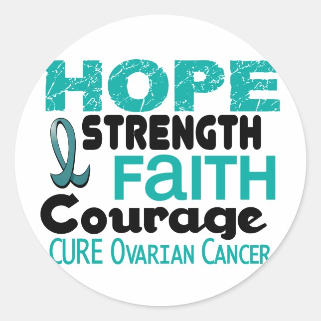 Sticker Rond Cancer de l'ovaire HOPE 3 (Devant)