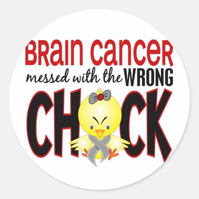 Sticker Rond Cancer Du Cerveau Frappé Par Le Mauvais Poussin (Devant)