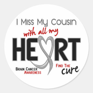 Sticker Rond Cancer du cerveau MON COUSIN ME MANQUE