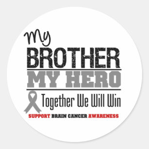 Sticker Rond Cancer du cerveau Mon frère Mon héros