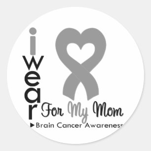 Sticker Rond Cancer du cerveau Ruban cardiaque pour ma mère