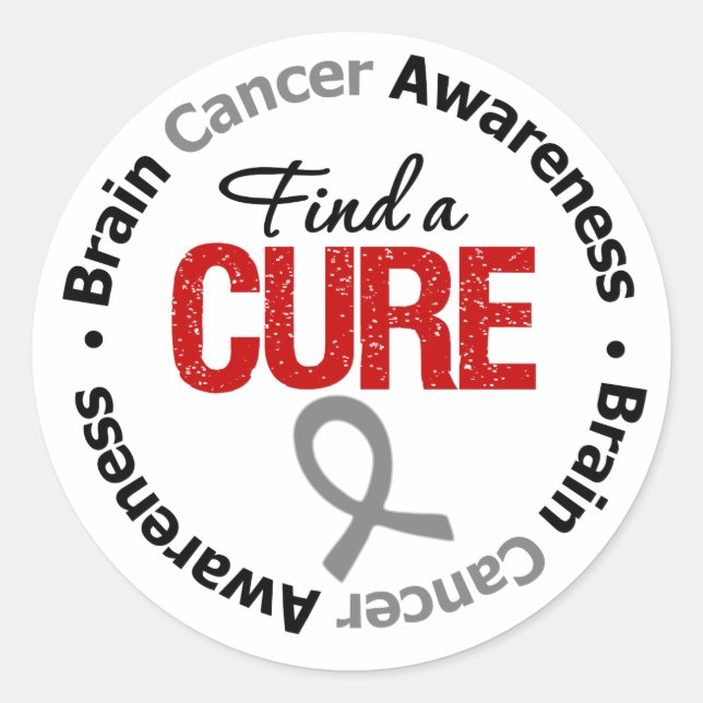 Sticker Rond Cancer Du Cerveau Trouver Un Traitement (Devant)