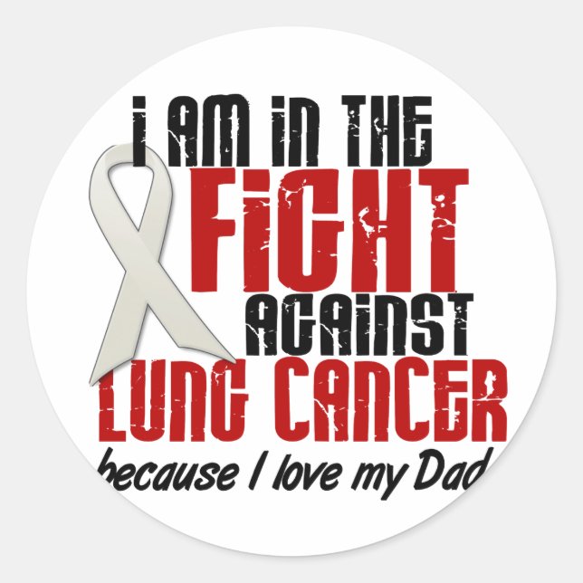 Sticker Rond Cancer du poumon dans la lutte 1 papa (Devant)