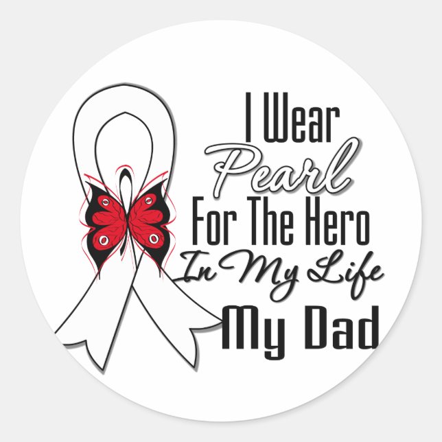 Sticker Rond Cancer du poumon Ruban Hercule Mon père (Devant)