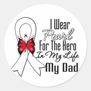 Sticker Rond Cancer du poumon Ruban Hercule Mon père