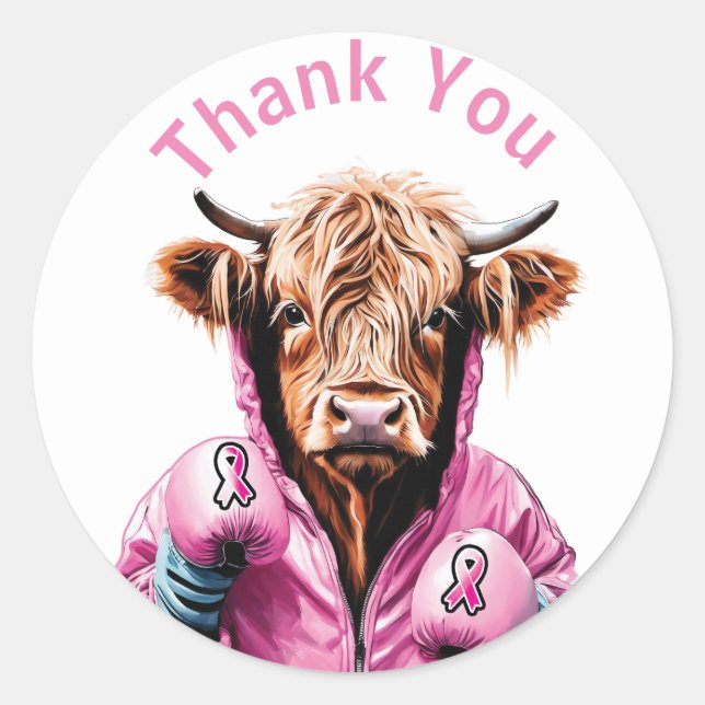 Sticker Rond Cancer du sein du Merci (Devant)