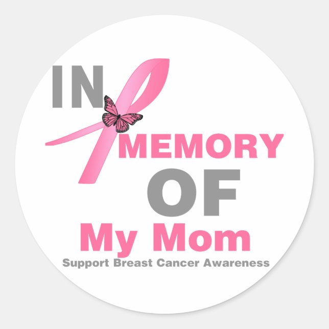 Sticker Rond Cancer du sein en mémoire de ma mère (Devant)