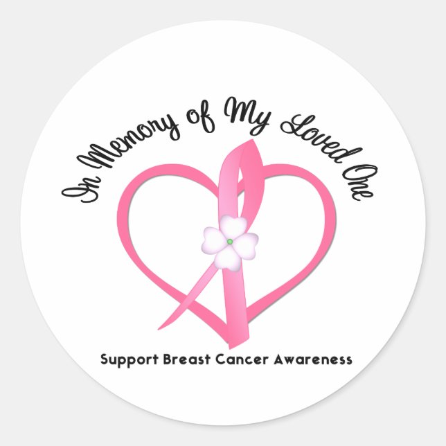 Sticker Rond Cancer du sein en mémoire de mon amour (Devant)