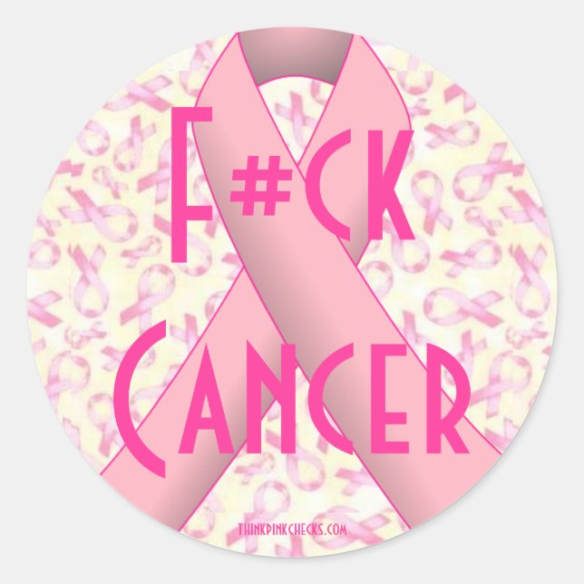 Sticker Rond Cancer du sein "F*CK" Lauréats rosesAutocollants d (Devant)