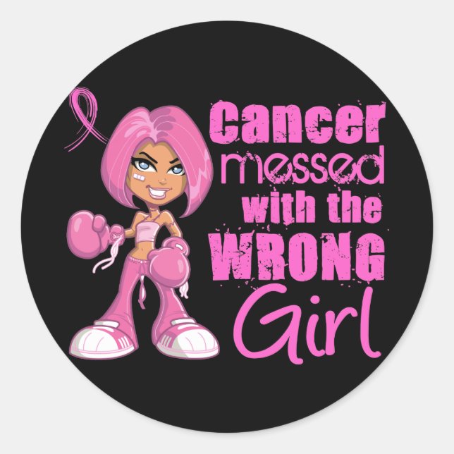 Sticker Rond Cancer du sein Fille de combat 1 (Devant)