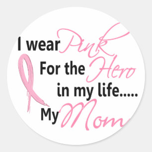 Sticker Rond Cancer du sein HÉROS DANS MA VIE, MA MÈRE 1