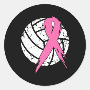 Sticker Rond Cancer du sein Pink Ribbon Volleyball Sensibilisat