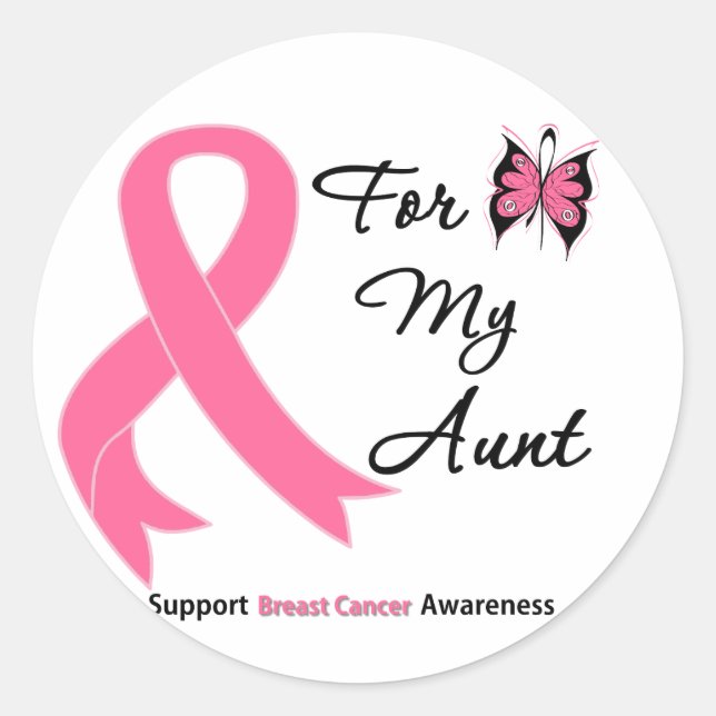 Sticker Rond Cancer du sein pour ma tante (Devant)