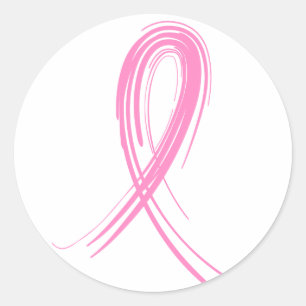 Sticker Rond Cancer du sein rose du ruban 2