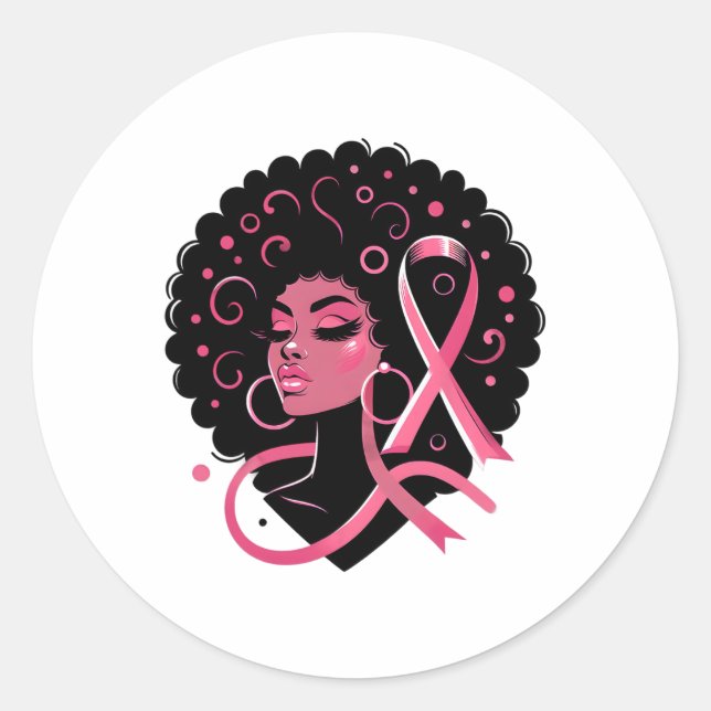 Sticker Rond Cancer du sein Soutien des femmes afro-américaines (Devant)
