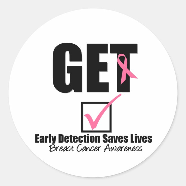 Sticker Rond Cancer du sein - Vérifier v2 (Devant)