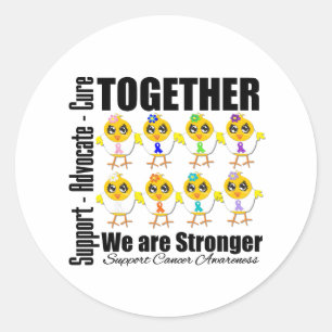 Sticker Rond Cancer - Ensemble, Nous Sommes Plus Forts