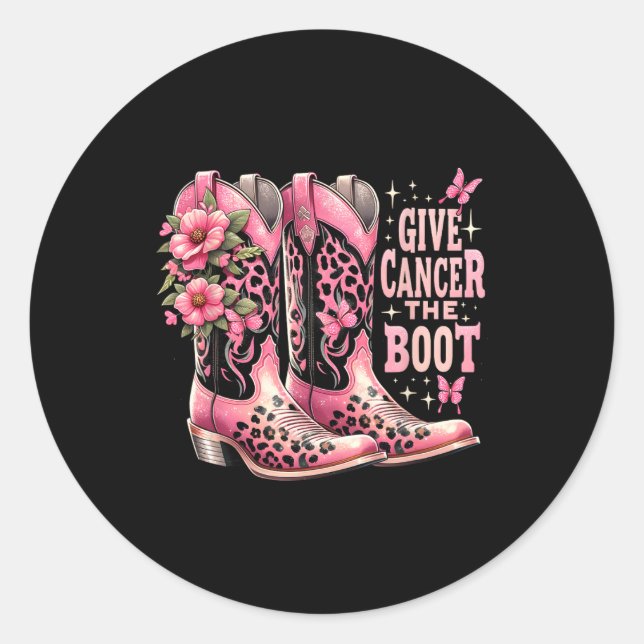 Sticker Rond Cancer Le Boot Westers Cowgirl Boots Cance du sein (Devant)