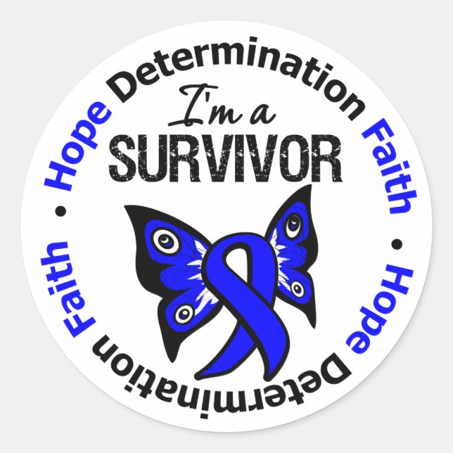 Sticker Rond Cancer rectal Survivante Espère Détermination Foi (Devant)